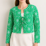 Marc New York  Green White Floral Tie Front Crop Top S Photo 0