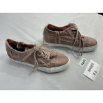 Womans Blowfish Malibu Fashion Sneakers 8.5 Pink Lace Up Zip Up Distressed Wedge Photo 1