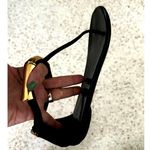 Gucci Coraline Nero Black Suede Thong T strap flats gold bamboo 2016 size 35.5 Photo 3