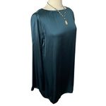 Madewell  Long Bell Sleeve Satin Shift Dress in Smoky Spruce, Medium Photo 6