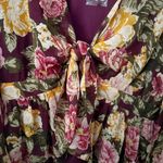 EN CRÈME | NWT Blouse floral Maroon Yellow Green Pink Tie Deep Photo 5