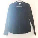 st. john's bay St. John’s Bay Blouse Black Button Down Long Sleeve Sz L GUC Collared Photo 0