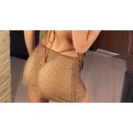 New mesh Fishnet Skirt Halter Swimsuit Cover up 1XL Tan Size 1X Photo 1