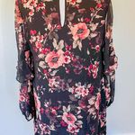 White House | Black Market Black Long-Sleeve Floral Choker Shift Dress Photo 9