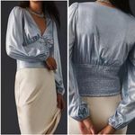 Anthropologie Flat White Shine Blouse in Blue Photo 1