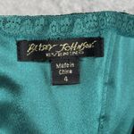 Betsey Johnson  Dress Women 2 Emerald Green Bustier Dress Tiered Ruffle Gold Lace Photo 7