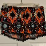 No Boundaries Orange and Black Colorful Flowy Shorts Photo 0