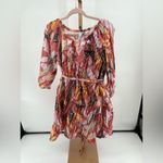 Elizabeth and James  red floral short dress 3/4 sleeve 100% cotton size medium Photo 5