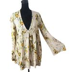 Free People Long Bell Sleeve Tunic Top Floral Bella Print Size XS Feminine BOHO Photo 0
