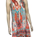 Julian Chang Women’s Size M Orange Paisley Half Zip Sleeveless Swing Dress Size M Photo 0