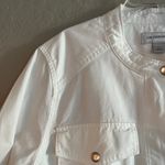 Liz Claiborne Women's Light Jacket Cinch Waist Pockets Safari White Size L Photo 7