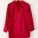 Talbots Quarter Button Front Shirt with Rhinestone Buttons in Red Size 10 Photo 0