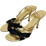 Kate Spade  Size 10 Leather Gold Black Heels Ankle Wrap Women Photo 0