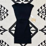 Wilfred Free Cut Out Ribbed Knit Sweater Mini Dress in Black Medium Photo 8