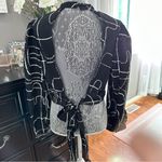 Good Soul Black White Abstract Open Back Tie Blouse High Neck size Medium Photo 5