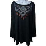 Bob Mackie  Embroidered Tribal Native American Print Blouse Artsy Novelty 2X Photo 1