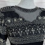 Laurence Kazar Lawrence Kazar Silk Beaded Evening Top Blouse Black Silver Medium Photo 4