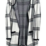 Elle  size large white black plaid open front duster cardigan cotton blend‎ Photo 0