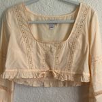 Kimchi Blue UO Light Peach Small Scarlett Eyelet Cropped Broderie Blouse Cream Photo 4