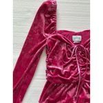 Saylor  Womens XS Cedella‎ Bubblegum Pink Velvet Ruched Peplum Top Photo 4