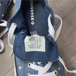 Converse Denim Blue Sneakers with White Polka Dot and Gold Accents Size 6 Photo 4