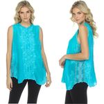 Johnny Was  Rosslyn Clio Turquoise Embellished Lace Tank S Photo 1