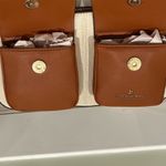 London Fog NEW  Evelyn Medium Crossbody Purse Bag Cream Canvas Tan Faux Leather Photo 5