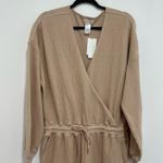 l*space L Coastin Jogger Jumpsuit Tan Beige Pockets Drawstring Waist XL NWT Comfy Photo 11