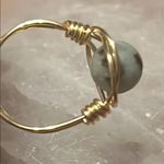 Handmade Kiwi Jasper Gold toned Wire-Wrapped Ring Photo 3