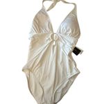 Carmen Marc Valvo  White Deep V One Piece Swimsuit Women's 12 Shaping Liner New Photo 0
