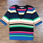 Veronica Beard • Myra Striped Pullover Sweater Multi short sleeve v neck knit Photo 2