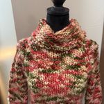 Maurice's Y2K  Chunky Knit Crochet Turtleneck Sweater Pullover Pink‎ Green Tan S Photo 1