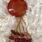 Womens Vintage Handmade Brown Rust Stone Bead Long Statement Necklace NWOT Photo 1