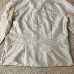 Impressions  Gray Crinkle Button Down Long Sleeve Top Photo 5