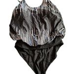 One Piece Swimsuit Womens Blouson Black Padded Bra Size Large (fits 8 Photo 0