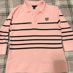Tommy Hilfiger  Pink and Black Striped Jersey Top Photo 0