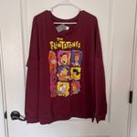The Flintstones Womens Graphic Sweatshirt Long Sleeve Burgundy‎ Size 1X NWT Red Photo 1
