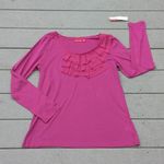 Elle NWT  Pima Cotton Longsleeve Shirt with Pleated Neckline Photo 5