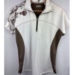 Cutter and Buck Annika Womens Half-Zip Short Sleeve Polo Shirt M White & Brown Photo 2