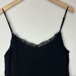 Lovestitch  cami M black eyelash lace trim spaghetti strap pleated Y2K whimsygoth Photo 4