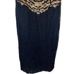 Laurence Kazar Vintage Gown Dress Short Sleeve Embellished 100% Silk Black PXL Photo 5