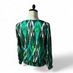 Michael Kors MICHAEL  Green Teal Abstract‎ Print Long Sleeve Top Photo 1