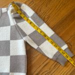 &merci & Merci Cream & Brown Checkered Puff Sleeve Sweater 3/4 Sleeve Size Small Photo 3