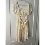 Blu Pepper  Ivory Dress Women's Large Puff Sleeve Open Back Tie Mini Casual Photo 3