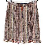 Maeve  by Anthropologie size 10 tweed pencil skirt lined fringed hem zips up back Photo 12