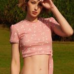 WET Ethical Norah Swim Top In Rose Stars . Size L Pink Size L Photo 0