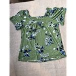 Lucky Brand Green Floral Square Neck Short Sleeve Cotton Modal Top S Photo 2