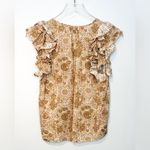 Ulla Johnson  Elisa Meadow Floral Print Ruffle Tan Pink Top Shirt Blouse Size 4 Photo 3
