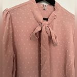 NWT ACEVOG Dusty Rose Pink Long Sleeve Bow Blouse Feminine Cottagecore Medium Photo 2