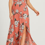 Everly  Floral Maxi‎ Dress M Pink Sleeveless Boho V-Neck Side Slit Summer Casual Photo 0